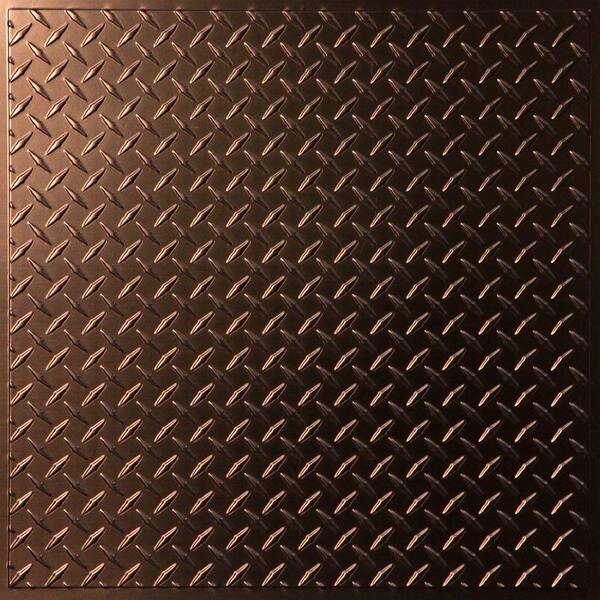 Ceilume Diamond Plate Faux Copper Evaluation Sample, Not suitable for installation - 2 ft.x2 ft. Lay-in or Glue-up Ceiling Panel