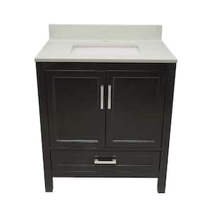 Nevado 37 in W x 22 in D x 36 in H Bath Vanity in Espresso with Qt. Top with Backsplash in Galaxy White Single Hole