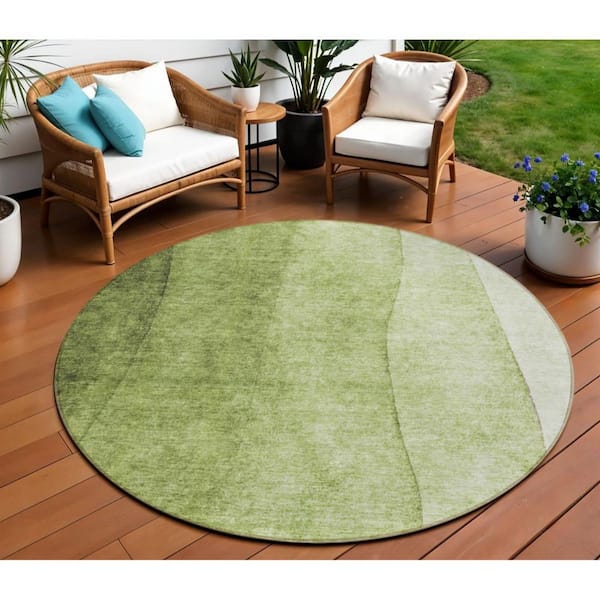 HomeRoots Olive Green, Artichoke Green 8' Round ft. Woven Abstract
