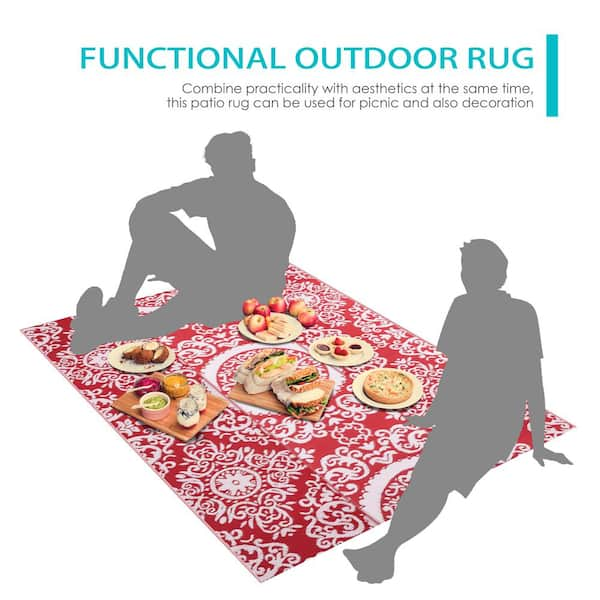 Nuu Garden Red and White 6 ft. x 9 ft. Rectangular Moroccan Polypropylene  Waterproof Fade Resistant Indoor/Outdoor Area Rug SO06-01 - The Home Depot