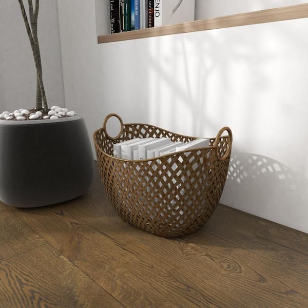 Liquid Modern Hammered Brass Decorative Storage Basket Large + Reviews