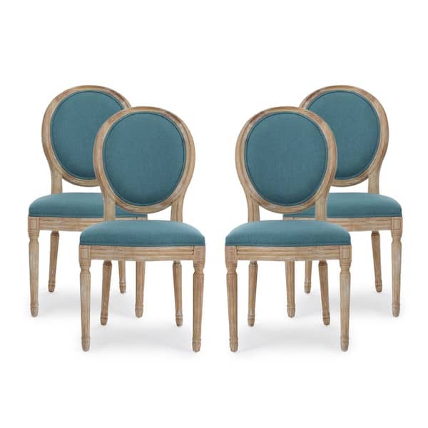 Noble House Phinnaeus Dark Teal Fabric Upholstered Side Chair (Set of 4)