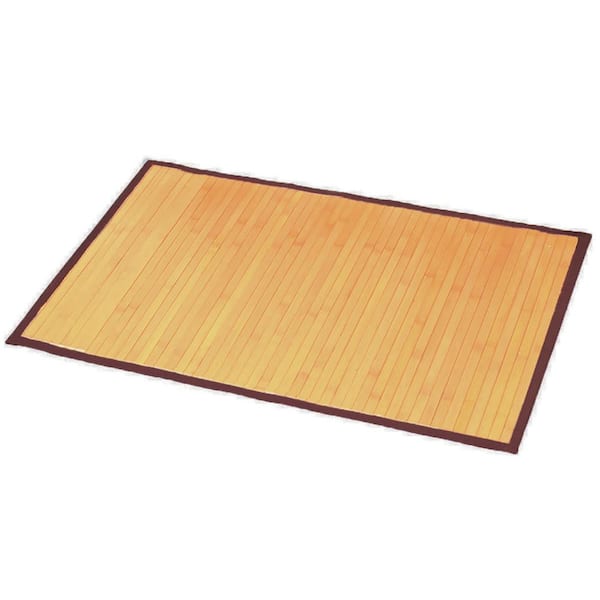 Unbranded Light Brown 31.5 in. L x 20 in. W Bamboo Rug Bath Mat Anti Slippery