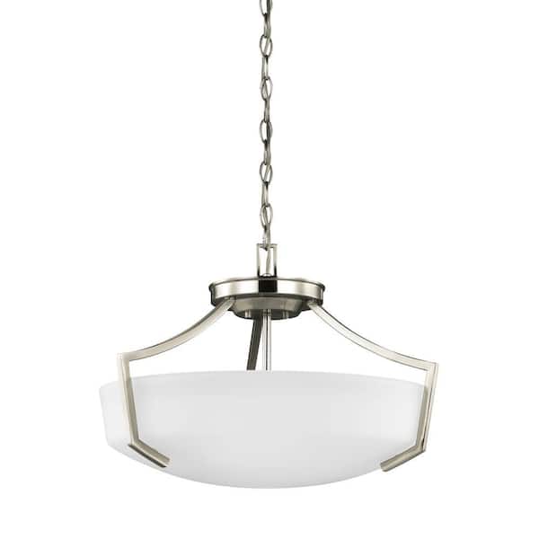 Generation Lighting Hanford 3-Light Brushed Nickel Indoor Semi-Flush Convertibles