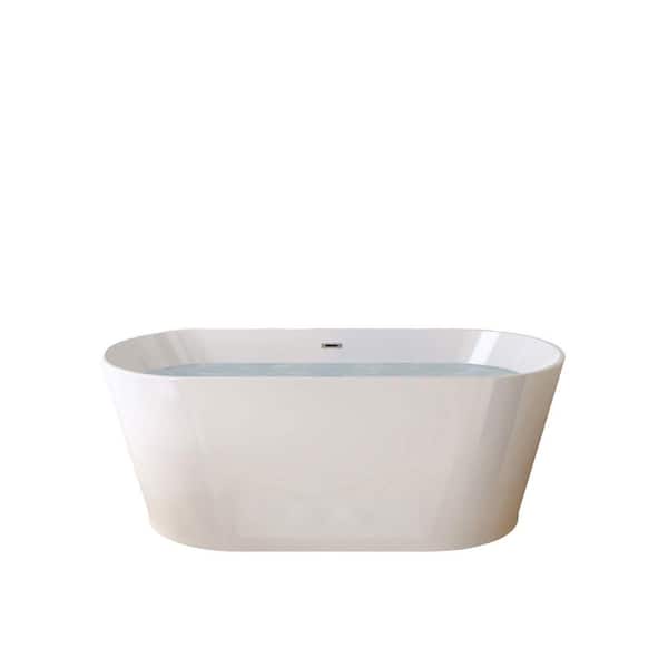 67 in. L x 31.5 in. W Acrylic Freestanding Soaking Bathtub, Toe-tap Chrome Drain, cUPC Certified, Glossy White Acrylic