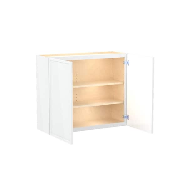 Home Decorators Collection Franklin 33 in. W x 12 in. D x 30 in. H Assembled Plywood Wall Kitchen Cabinet in Vesper White with Soft Close