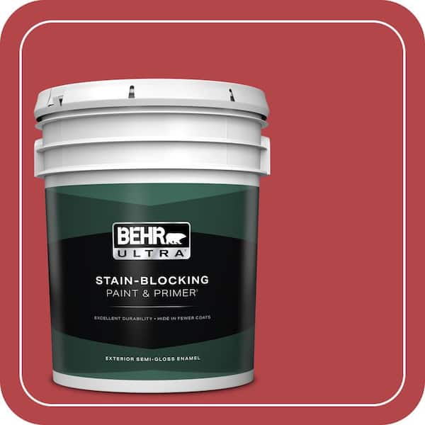 BEHR ULTRA 5 gal. Home Decorators Collection #HDC-SM14-10 Intrigue Red Semi-Gloss Enamel Exterior Paint & Primer
