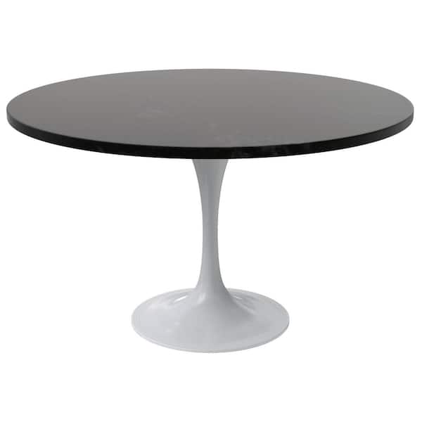 Leisuremod Verve Modern Black Engineered Wood 48 in. Tabletop with Pedestal Base Dining Table 4-Seater