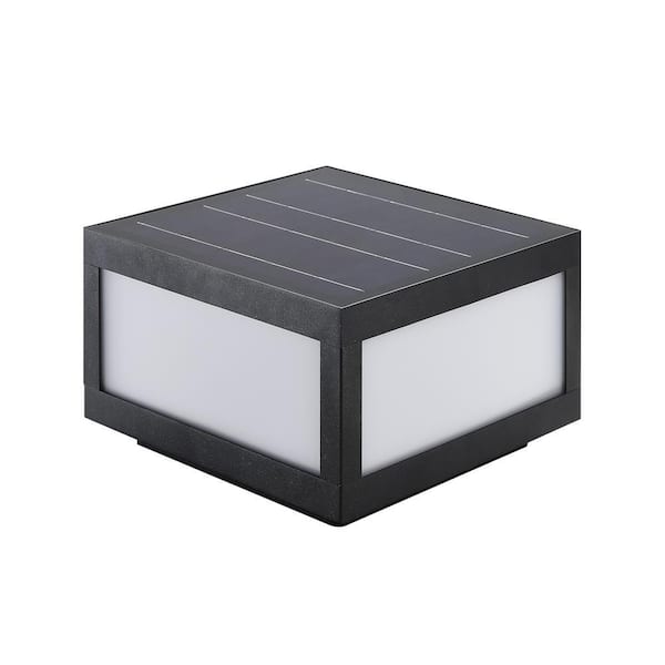 Outdoor Weather Resistant Black Solar 12 x 12 Deck Post Light with Integrated LED Metal Fixture and 1-Light (Set of 1)