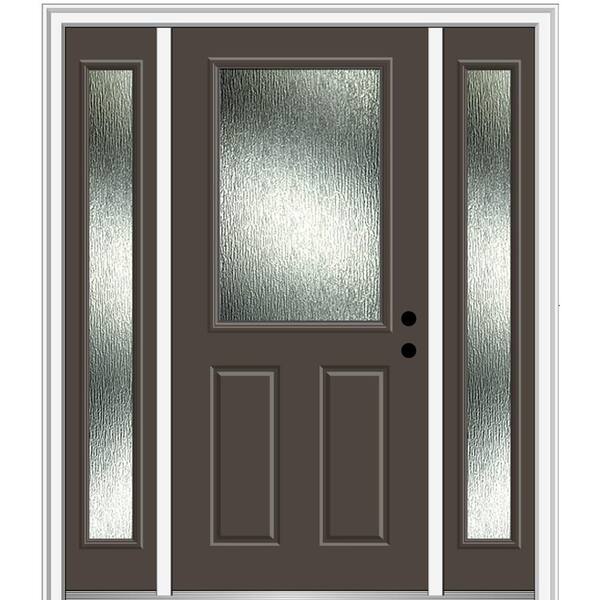 MMI Door Rain Glass 60 in. x 80 in. Left-Hand Inswing Brown Fiberglass Prehung Front Door on 6-9/16 in. Frame