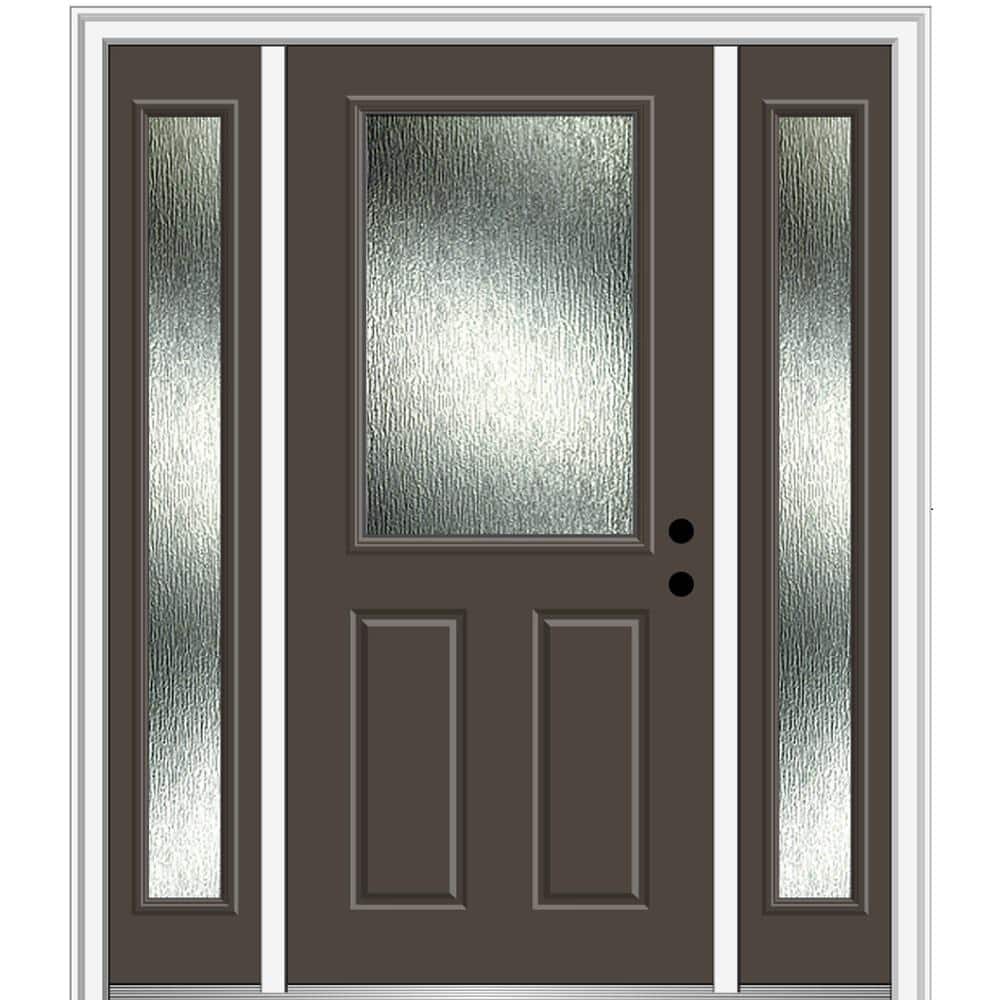 Rain Glass 64 in. x 80 in. Left-Hand Inswing 1/2-Lite Painted Brown Fiberglass Prehung Front Door on 4-9/16 in. Frame price history on PriceWatchPro