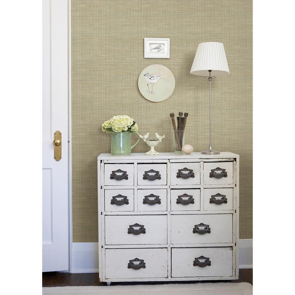 Sky Blue and Beige Faux Grasscloth Wallpaper Roll
