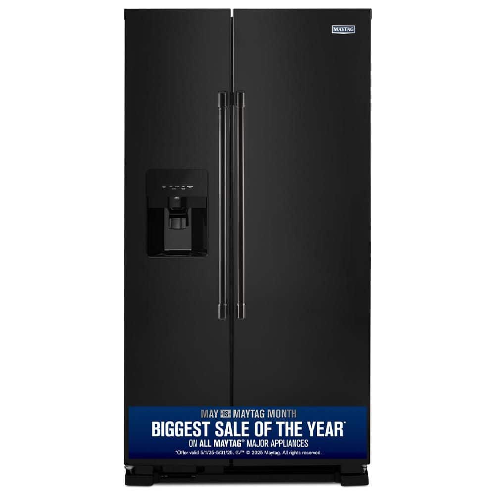 24.5 cu. ft. Side by Side Refrigerator in Black with Exterior Ice and Water Dispenser
