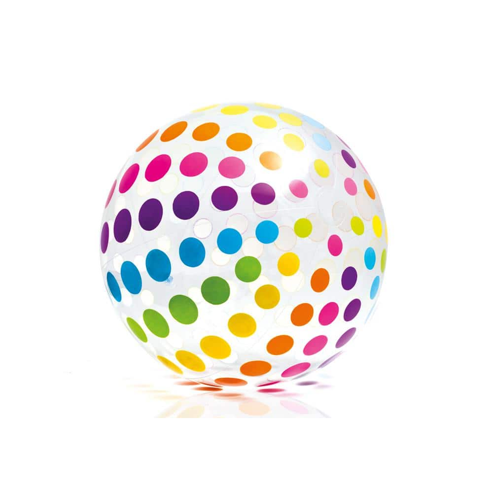 Intex Jumbo Multi-Color Inflatable Glossy Big Polka-Dot Colorful Giant Pool Beach Ball -  59065EP-WMT