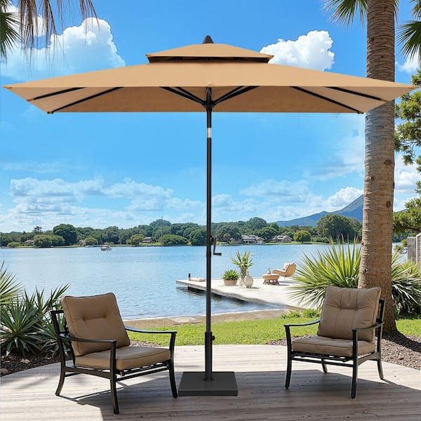 best crank and tilt patio umbrella Choice Products 7.5ft Heavy-Duty Round Outdoor Market Table w/Steel Pole, Push Button Tilt, Easy Lift providing maximum protection and longevity 10 ft Patio Umbrella with