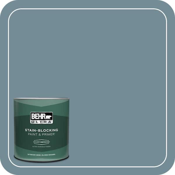 BEHR ULTRA 1 qt. #QE-54 Shaker Blue Extra Durable Semi-Gloss Enamel Interior Paint & Primer