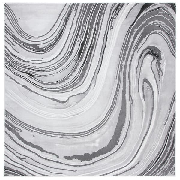 SAFAVIEH Craft Gray 7 ft. x 7 ft. Marbled Abstract Square Area Rug