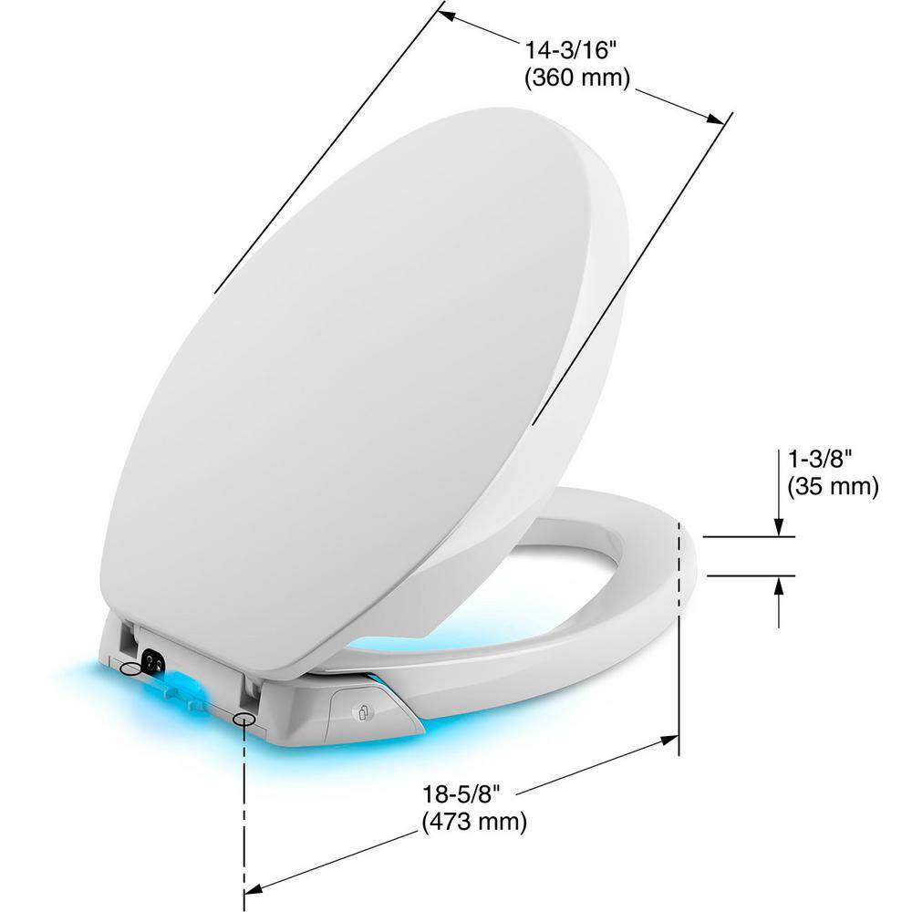 White Elongated Toilet Seat with LED Nightlight and Deodorizer
