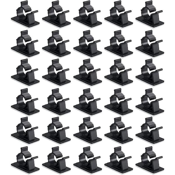 Self Adhesive Nylon Wire Adjustable Cable Clips Black Strong Hold Cable Organizer Drop Wire Holder 30-Pack