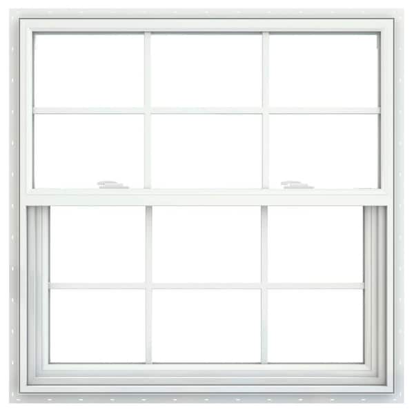 V-2500 35.5 in. x 35.5 in. White Vinyl Nailfin Single Hung Tilt Window with Low E, Argon, Screen, and Grids