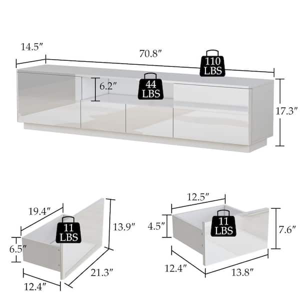 FUFU&GAGA 70.8 in. W x 14.5 in. D x 17.3 in. H, White Luxury