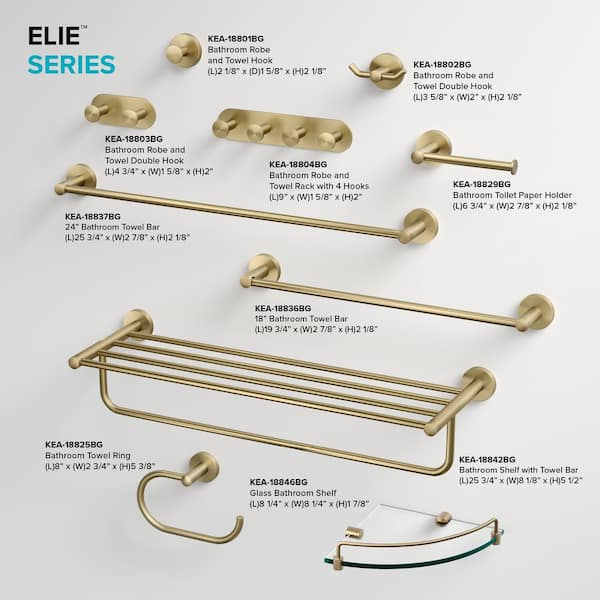 KRAUS Elie Bathroom Robe and Towel Rack with 4 Hooks in Brushed Gold  KEA-18804BG - The Home Depot