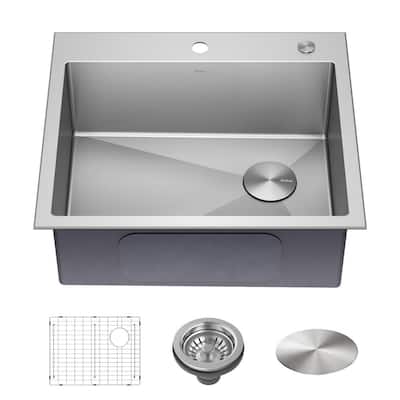 HOROW 18-Gauge Stainless Steel 30 in. Single Bowl Farmhouse Apron -Front Workstation Kitchen Sink with Cutting Board, Dry Rack, Silver