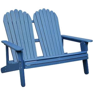 Double Outdoor Plastic Patio Adirondack Chair in Blue