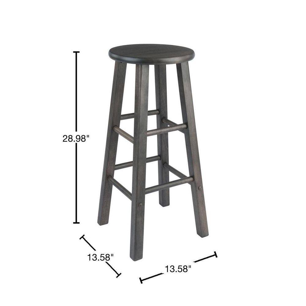 Oyster Gray Solid Wood Adjustable Backless Bar Stool Set