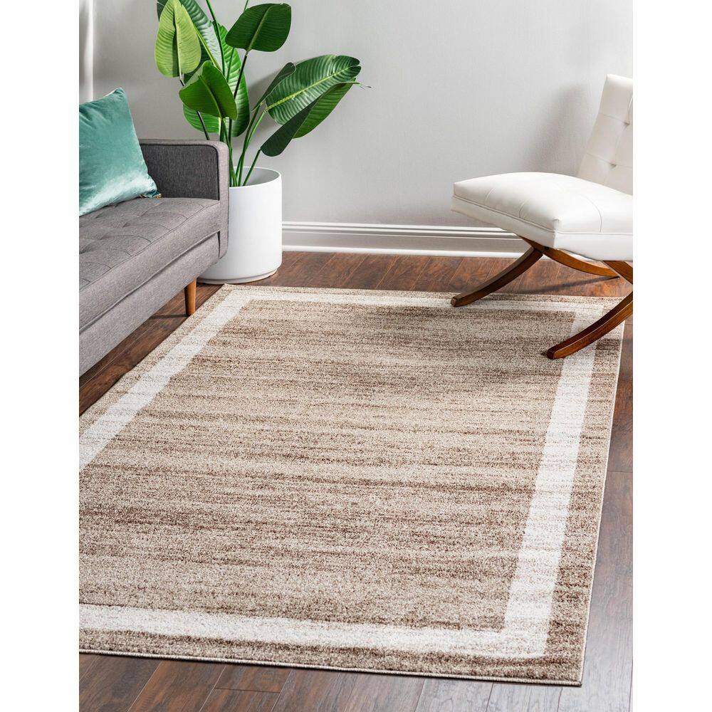 Angelica Light Brown and Ivory 7'x10' Easy-Care Area Rug