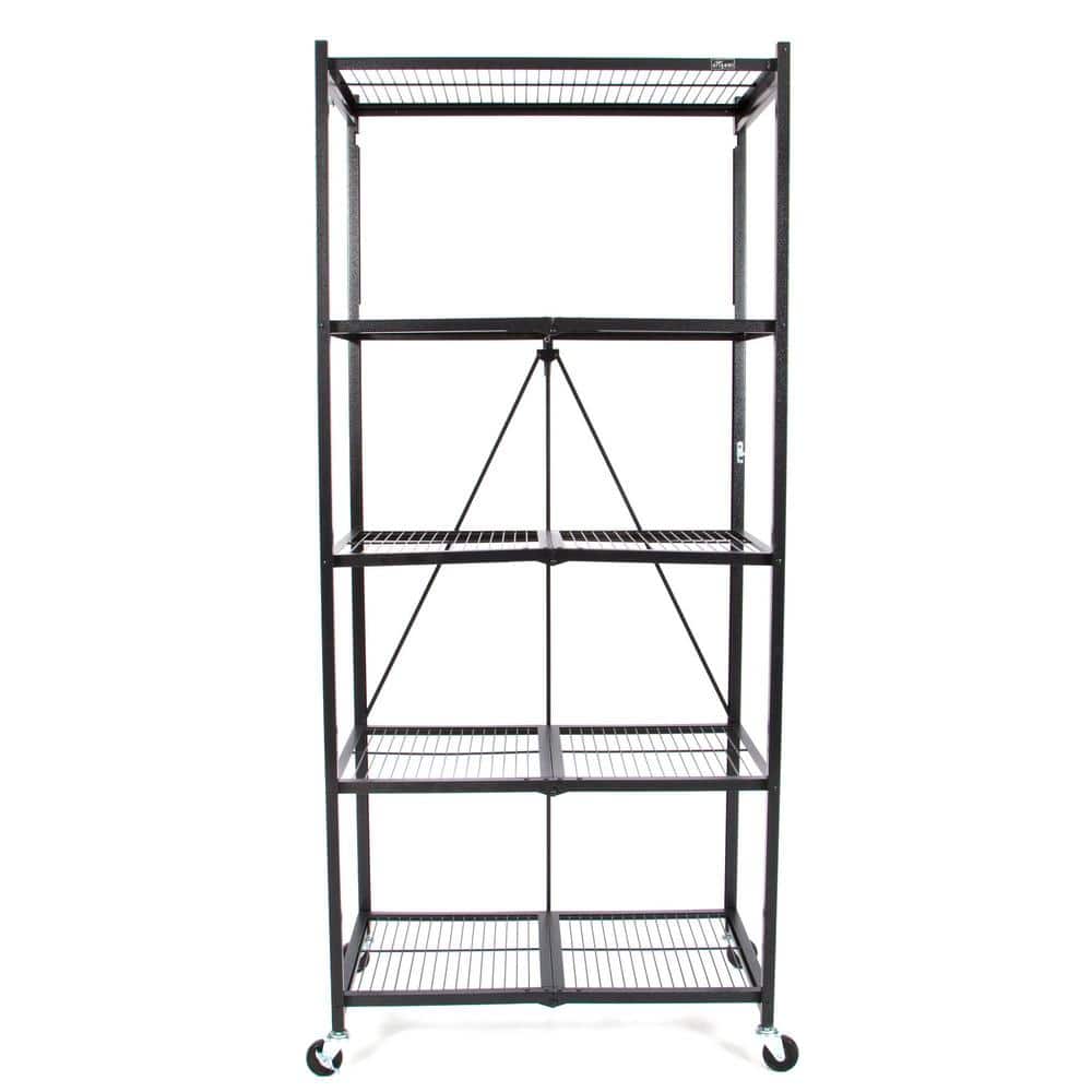 Origami Black Rolling 5Tier Metal Wire Shelving Unit (21 in. W x 78 in