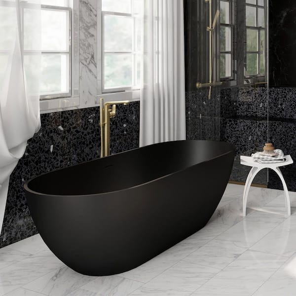CASAINC 69 in. x 30 in. Soaking Bathtub in Matte Black CA-18