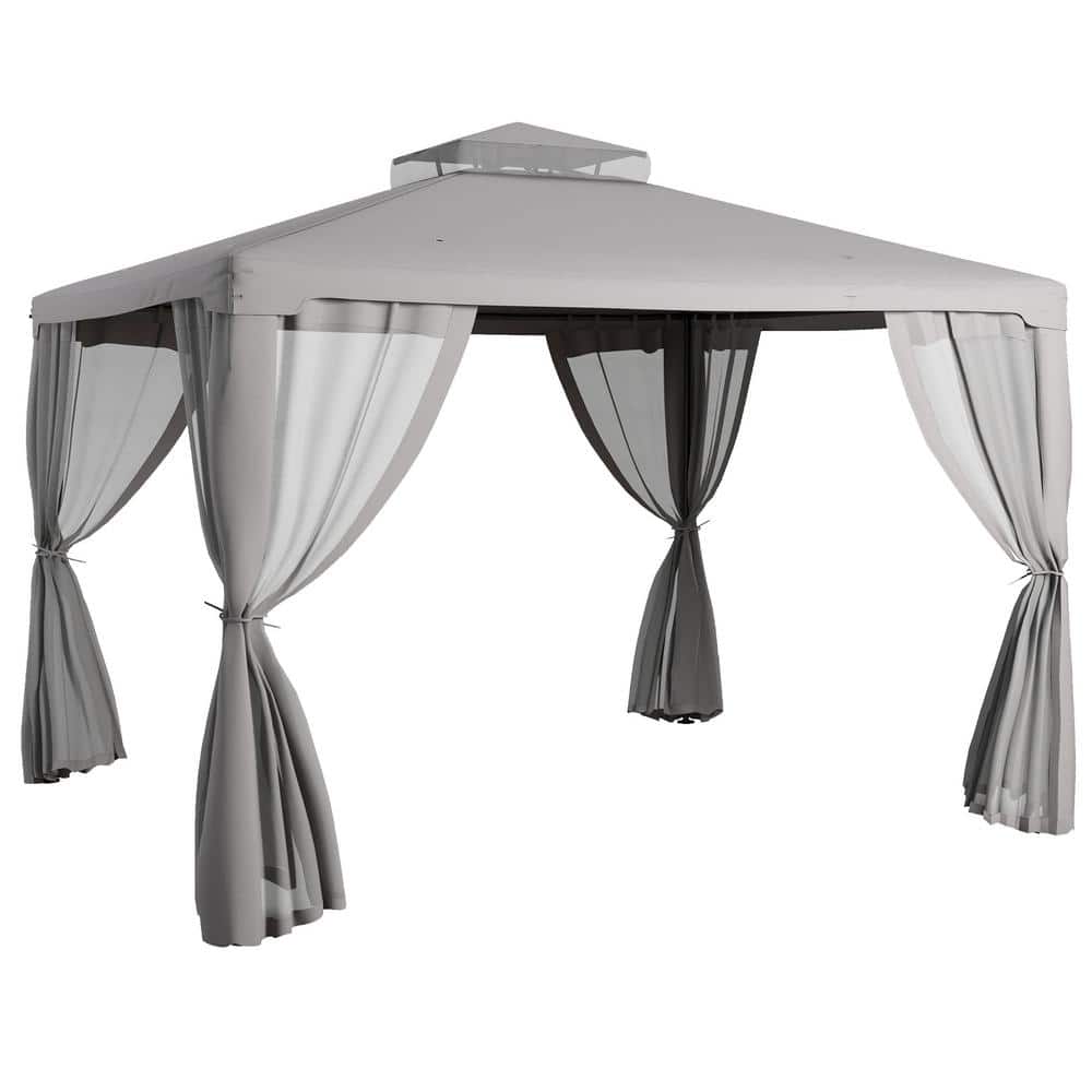 新品 正規品!!  11.6 x ft. 9.6 Outsunny ft. with Shelter Canopy Outdoor Gray コスプレ衣装
