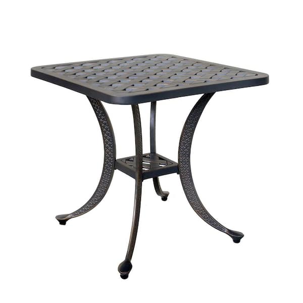 Mondawe Patio Cast Aluminum Frame 21in. H Square Outdoor Bistro End Table for Garden, Gazebo, Yard