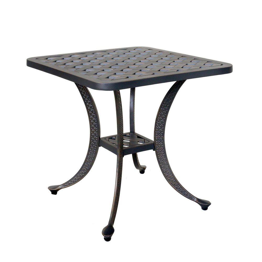 Mondawe Patio Cast Aluminum Frame 21in. H Square Outdoor Bistro End ...
