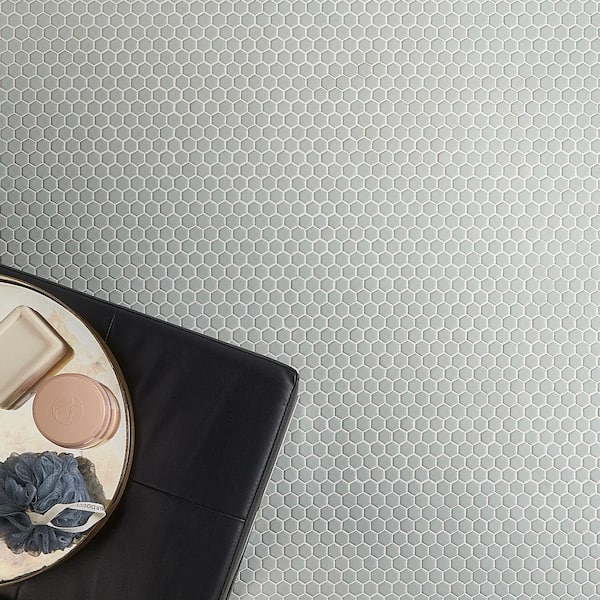 Bliss Edged Hexagon Sage 10.03 in. x 11.61 in. Polished Porcelain Floor and Wall Mosaic Tile (0.80 Sq. Ft./Each)