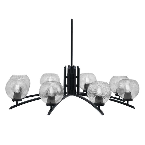 Unbranded Siena 35.75 in. 8 Light Matte Black Chandelier with Smoke Bubble Glass Shades