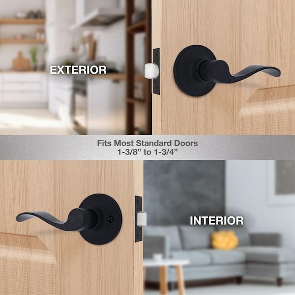 Defiant Wave Matte Black Hall/Closet Door Lever (6-Pack