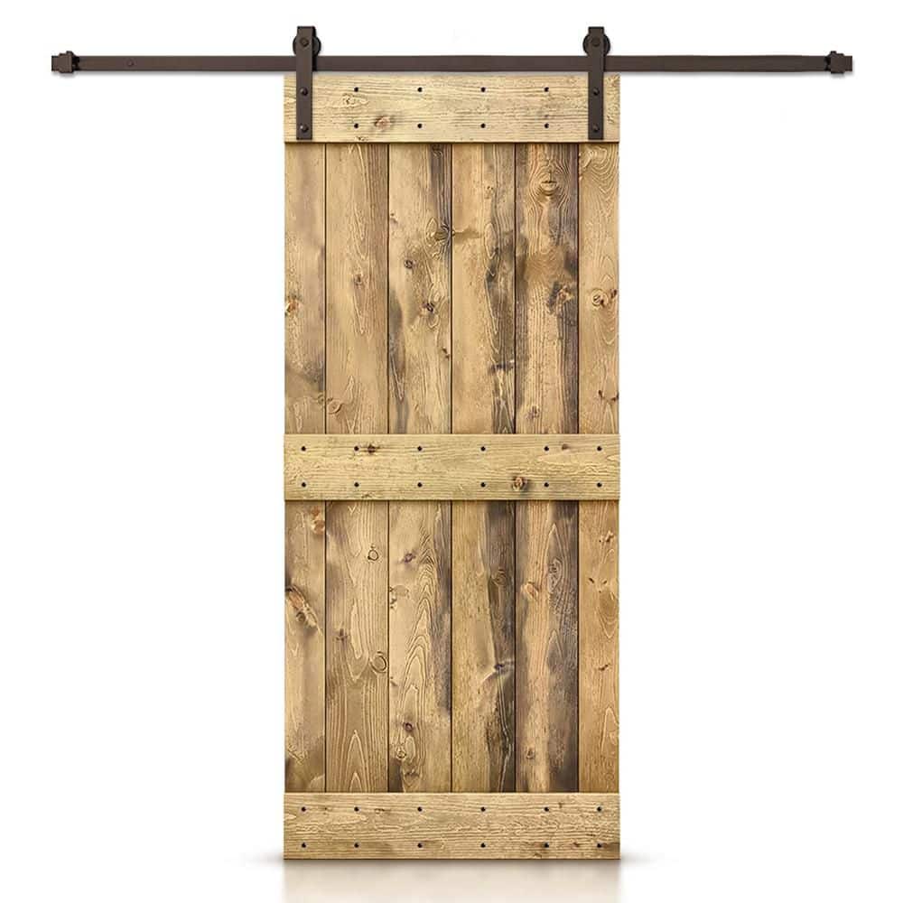 36 in. x 80 in. Mid-Bar Series Solid Core Weather Oak Stained DIY Wood Interior Sliding Barn Door with Hardware Kit price history on PriceWatchPro