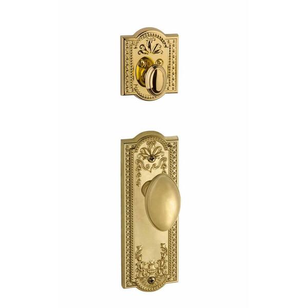 Grandeur Parthenon Single Cylinder Lifetime Brass Combo Pack Keyed Alike with Eden Prairie Knob and Matching Deadbolt