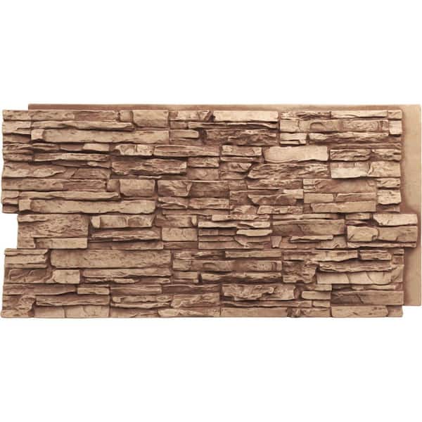 Ekena Millwork Canyon Ridge 45 3/4 in. x 1 1/4 in. Wheat Field Stacked Stone, StoneWall Faux Stone Siding Panel