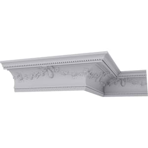 SAMPLE - 6-7/8 in. x 12 in. x 6-3/4 in. Polyurethane Floral Swag Crown Moulding