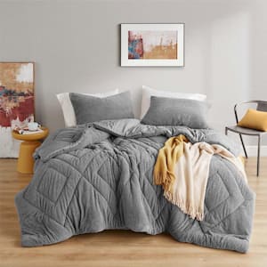 Kyla 3-Piece Gray Microfiber Full/Queen Comforter Set