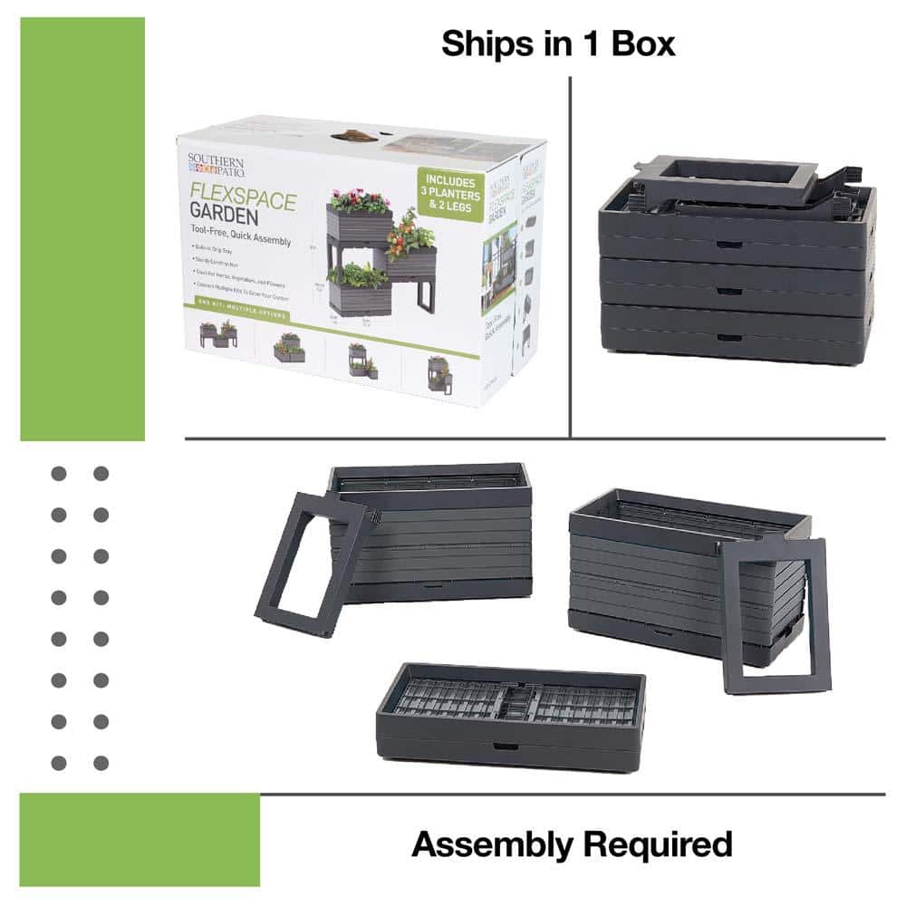 Gray Polypropylene Modular Raised Garden Planter Set