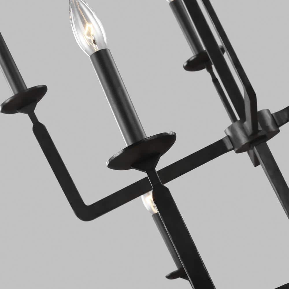Ansley Aged Iron 12-Light Crystal Chandelier with Candelabra Bulbs