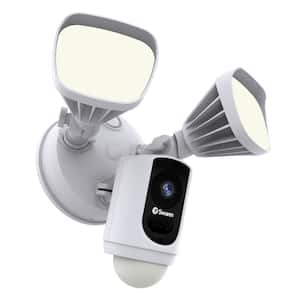 Outdoor Wi-Fi Camera with Motion Activated Floodlight, White