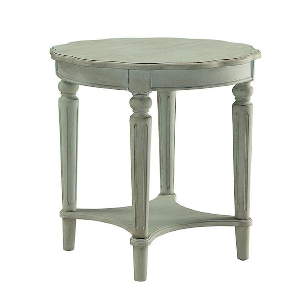 Benjara Fordon Antiqued Green End Table