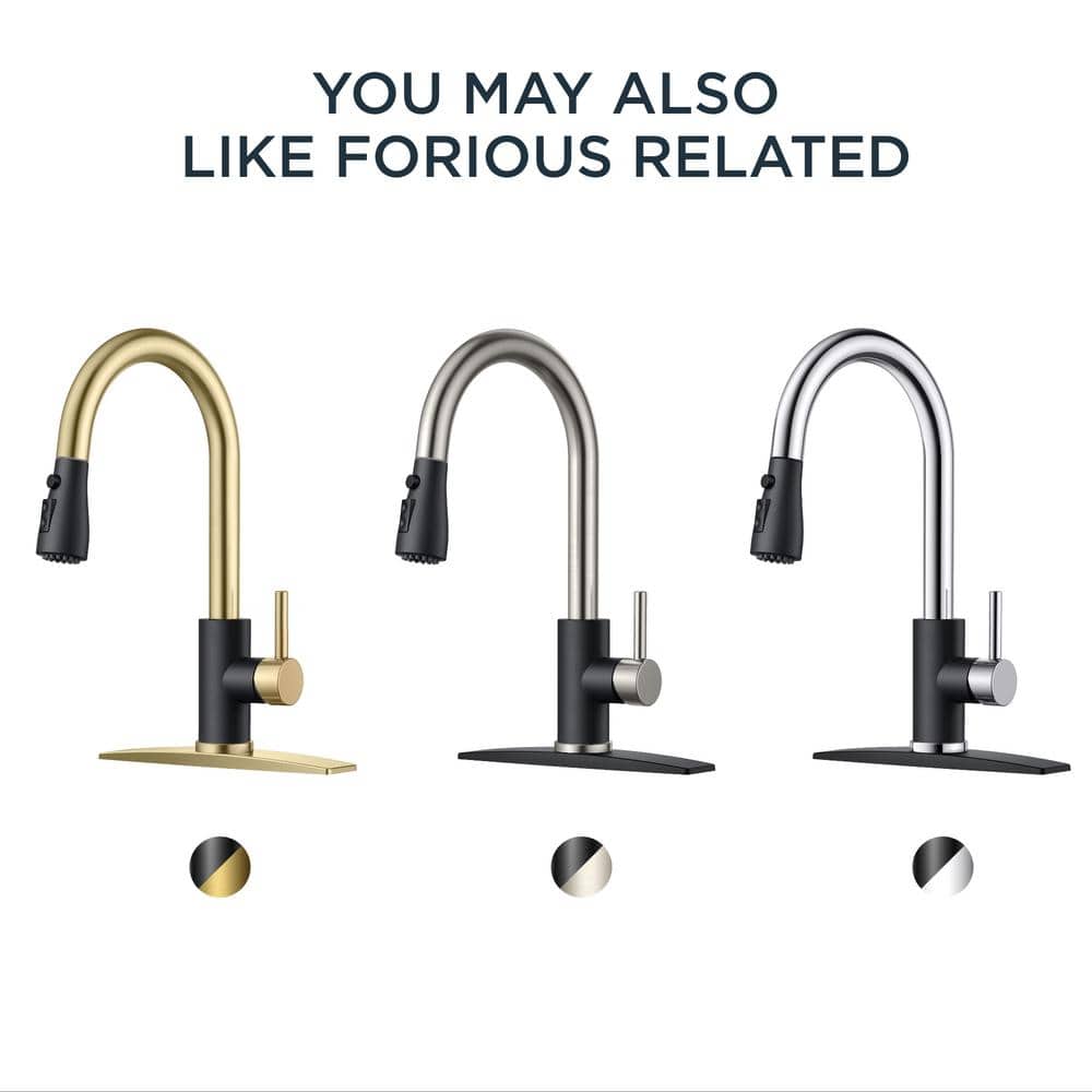 Black Chrome Single Handle Pull Down Kitchen Faucet with Soap Dispenser
