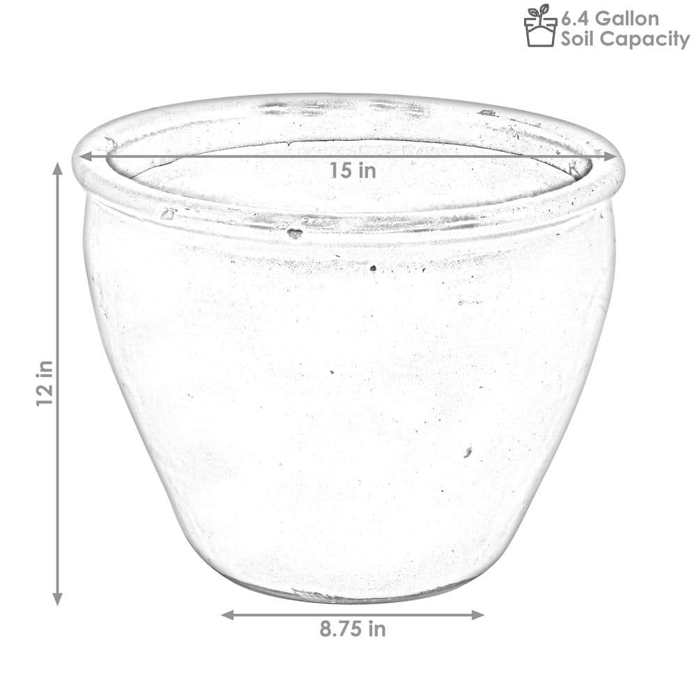 Pearl Finish Ocean Villa 15" Ceramic Planter with Drainage Holes