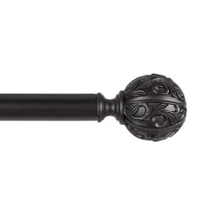Vulcan 66 in. - 120 in. Adjustable Length Single Curtain Rod Kit 1 in. Dia in Matte Black with Finial